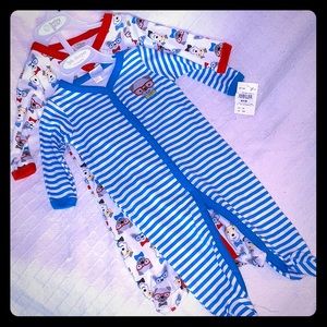NWT Baby Gear 3-6 month Doggie footed sleepers